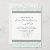 Mint Grey Damask Bridal Lunch Invitation Cards Kaart (Achterkant)