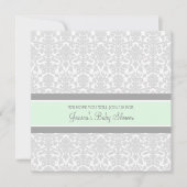 Mint Grey Damask Custom Baby Shower Invitaties Kaart (Voorkant)