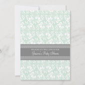 Mint Grey Damask Custom Baby Shower Invitaties Kaart (Voorkant)