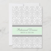 Mint Grey Damask Rehearsal Dinner Party Kaart (Voorkant)