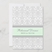 Mint Grey Damask Rehearsal Dinner Party Kaart (Voorkant)