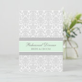 Mint Grey Damask Rehearsal Dinner Party Kaart (Staand voorkant)