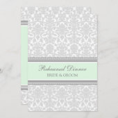 Mint Grey Damask Rehearsal Dinner Party Kaart (Voorkant / Achterkant)