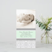 Mint Grey Dank u Baby shower Fotokaarten Bedankkaart (Staand voorkant)