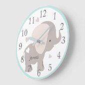 Mint Grey Elephant Nursery Wall Clock Grote Klok (Hoek)
