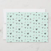 Mint Grey Hearts Penguins Baby Shower Invitations Kaart (Achterkant)