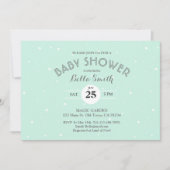 Mint Grey Stars White Stripes Baby shower Kaart (Voorkant)
