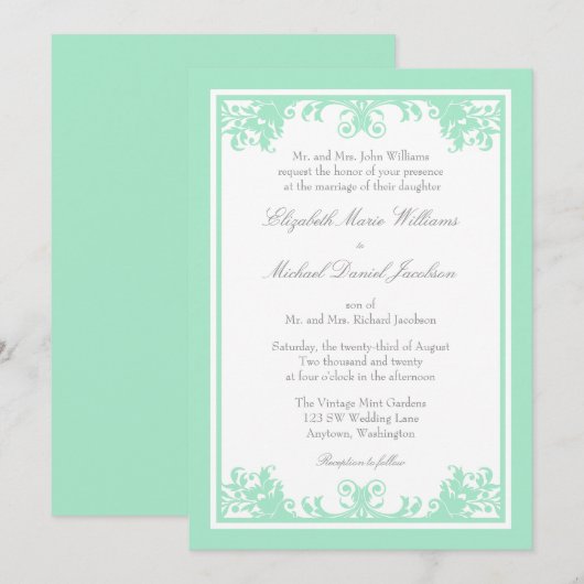 Mint Grey  Vlaanderen met scrollen Kaart (Voorkant / Achterkant)