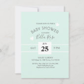 Mint Grey White Stripes Baby shower Invite Kaart (Voorkant)