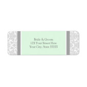 Mint grijs bruiloft aangepaste retour adreslabels etiket (Voorkant)
