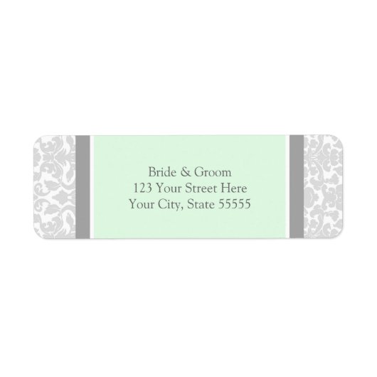 Mint grijs bruiloft aangepaste retour adreslabels etiket (Voorkant)