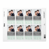 Mint grijs damast foto bruiloft labels (Full Sheet)