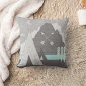 Mint Grijs Indische Tribal Tepee Arrow Moon Mounta Kussen (Deken)