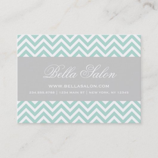Mint & Grijs Moderne Chevron Stripes Visitekaartje (Voorkant)