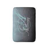 Mint Grijs Zwart Rustiek Abstracte naam Monogram Badmat (Voorkant Verticaal)