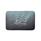 Mint Grijs Zwart Rustiek Abstracte naam Monogram Badmat (Voorkant)