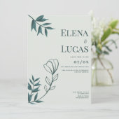 Mint grijsachtige cyaan abstracte schets bloemenbr kaart (Staand voorkant)