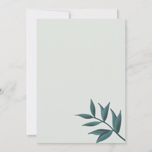 Mint grijsachtige cyaan abstracte schets bloemenbr kaart (Achterkant)