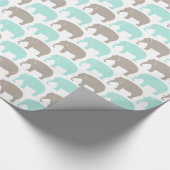 mint-grijze baby olifanten cadeaupapier (Hoek)