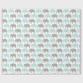 mint-grijze baby olifanten cadeaupapier (Vlak)