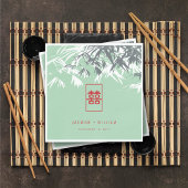 Mint groen bamboe bladeren dubbel xi chinees bruil servet