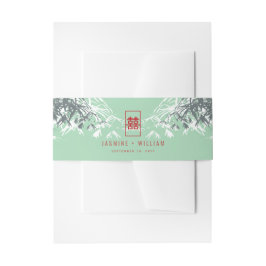 Mint groen bamboe bladeren dubbel xi chinees bruil uitnodigingen wikkel