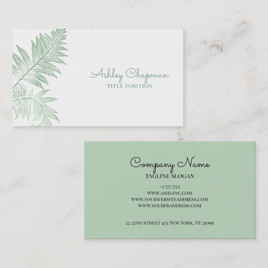 Mint groen blad visitekaartje (Voorkant / Achterkant)