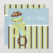 Mint Groen Blauw Bruin Baby Boy Douche Uitnodiging (Voorkant / Achterkant)