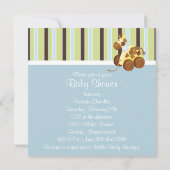 Mint Groen Blauw Bruin Baby Boy Douche Uitnodiging (Achterkant)