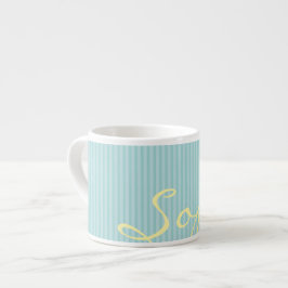 Mint Groen & Blauw Naam Mok – Massief Dunne Strepe