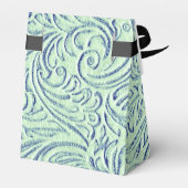 Mint Groen Blauw  Scrollwork Grafisch ontwerp Bedankdoosjes (Achterkant)