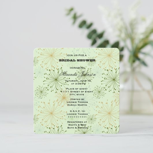 Mint Groen Bloemen Abstract Bruids Kaart (Staand voorkant)