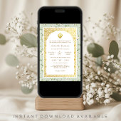 Mint Groen Bloemen Anand Karaj Punjabi Sikh Bruilo Kaart