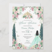 Mint Groen & Blush Betoverde Tuin Zoet Zestien Kaart (Voorkant)