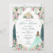 Mint Groen & Blush Betoverde Tuin Zoet Zestien Kaart (Voorkant)