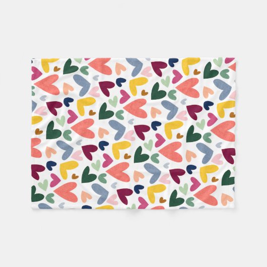 Mint Groen Blush Roze Blauwe Harten Art Patroon Fleece Deken (Voorkant (Horizontaal))