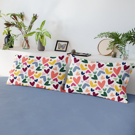 Mint Groen Blush Roze Blauwe Harten Art Patroon Kussensloop