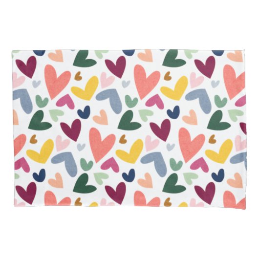 Mint Groen Blush Roze Blauwe Harten Art Patroon Kussensloop (Voorkant-Links)