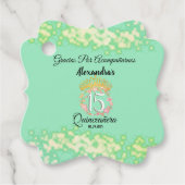 Mint Groen Boho Quinceañera Spaans Favor Bedankjes Labels (Voorkant)