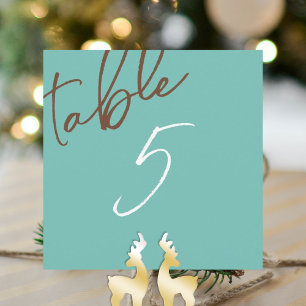 Mint Groen, Bruin Trouwtafel Nummer Kaart