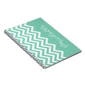 Mint-groen chevron patroon notebook met naam notitieboek (Rechterzijde)