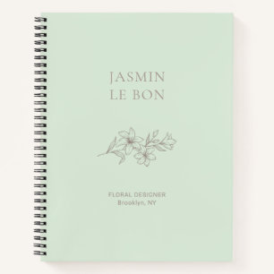 Mint Groen   Chic Minimalist Floral Notitieboek