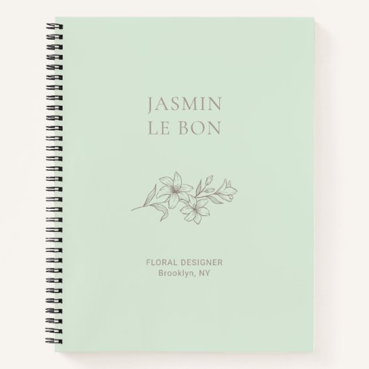 Mint Groen | Chic Minimalist Floral Notitieboek (Voorkant)