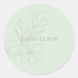 Mint Groen | Chic Minimalist Floral Ronde Sticker