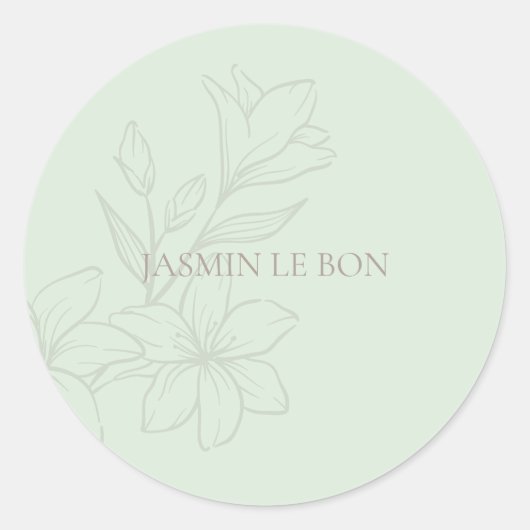 Mint Groen | Chic Minimalist Floral Ronde Sticker (Voorkant)