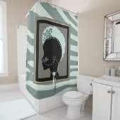 Mint-groen, crème en zwarte zebraafdrukken douchegordijn (In situ)