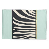 Mint-groen, crème en zwarte zebraafdrukken kussensloop (Achterkant)