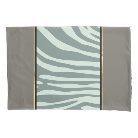 Mint-groen, crème en zwarte zebraafdrukken kussensloop (Voorkant)