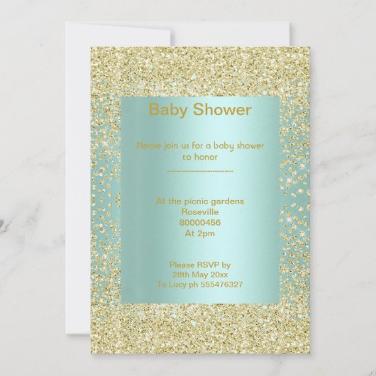 Mint-groen Crystal elegant baby shower Kaart (Voorkant)