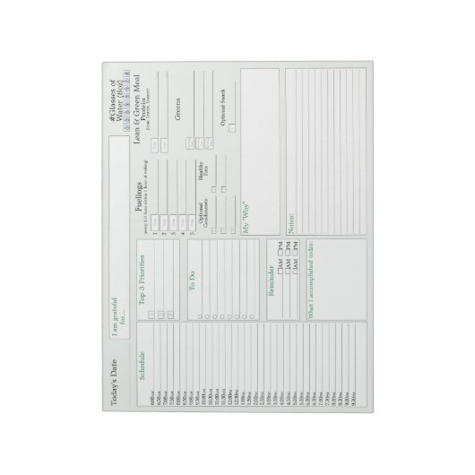 Mint Groen | Dagelijkse planner | 5 en 1 Food Jour Notitieblok (Linkerzijde)